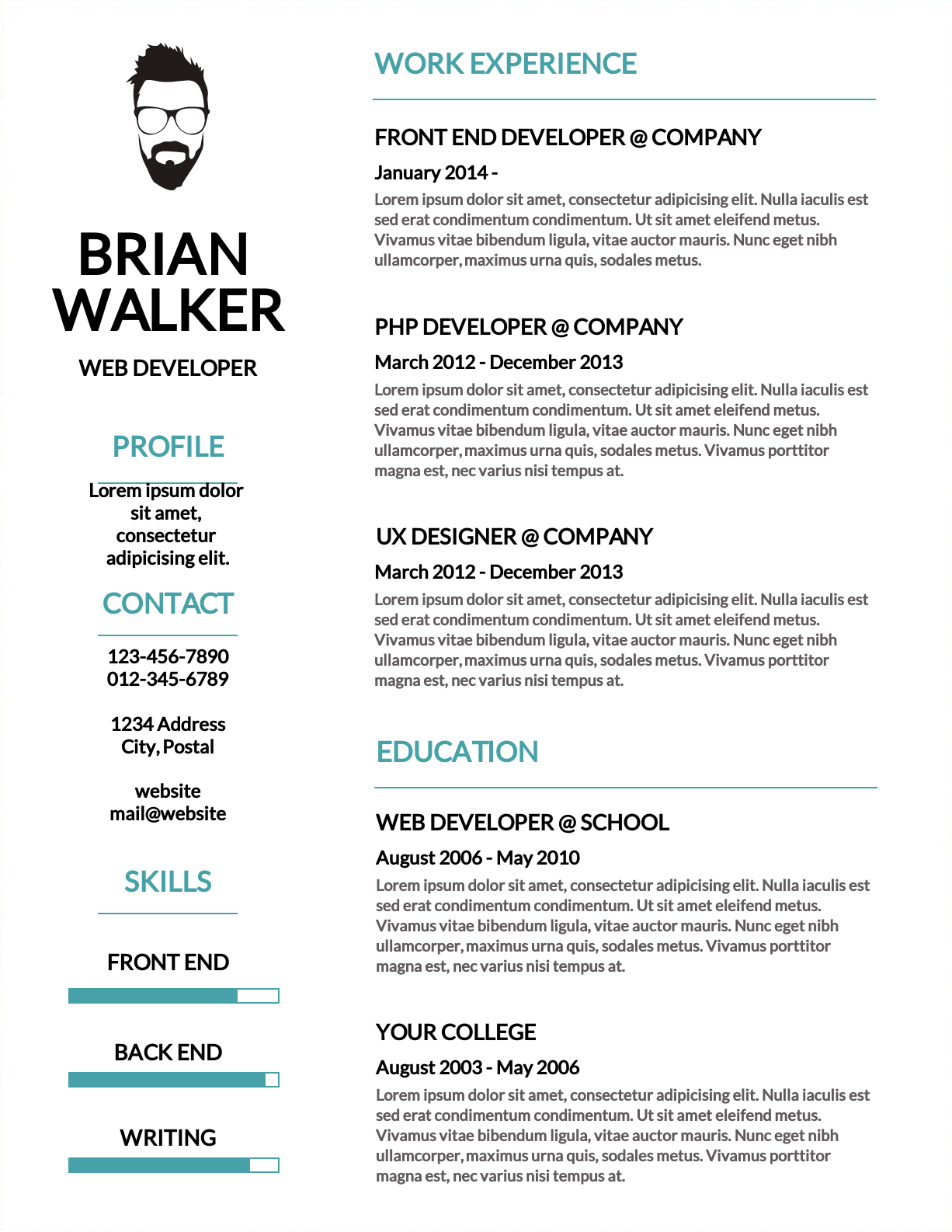infographic resume template easelly