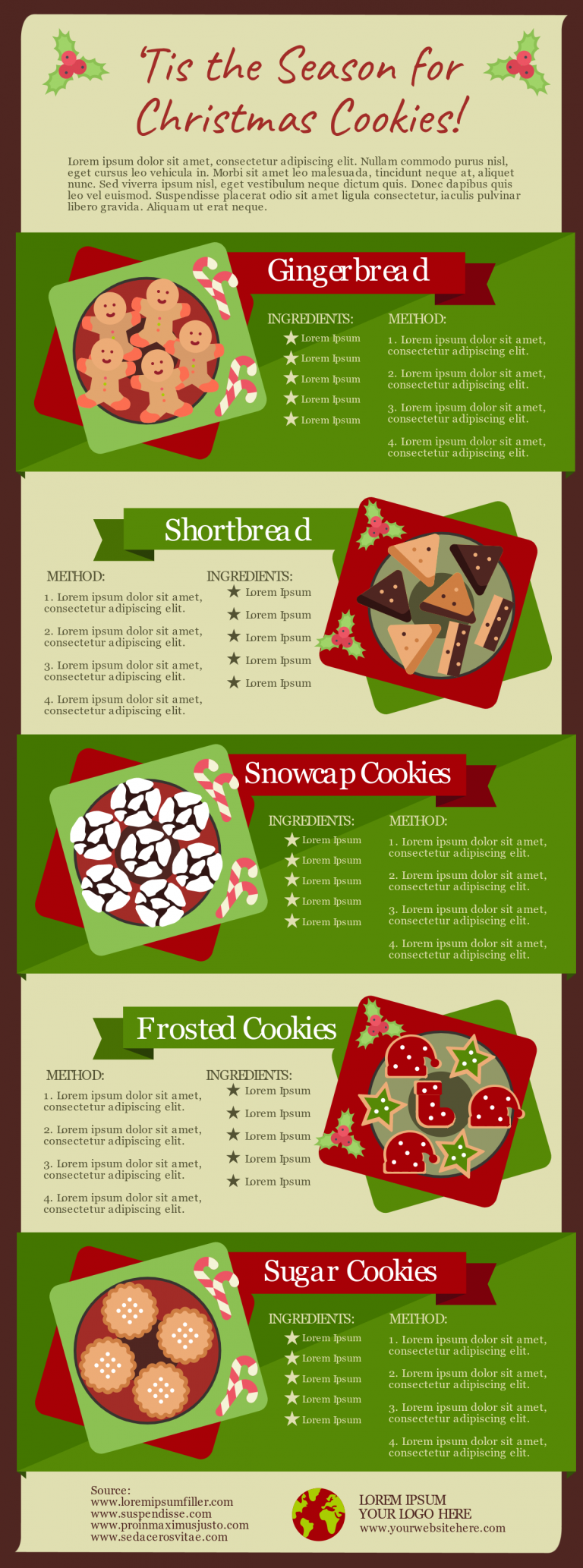 christmas recipe infographic template