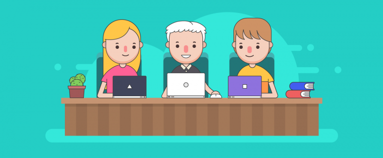 illustration of a team in a videoconference call