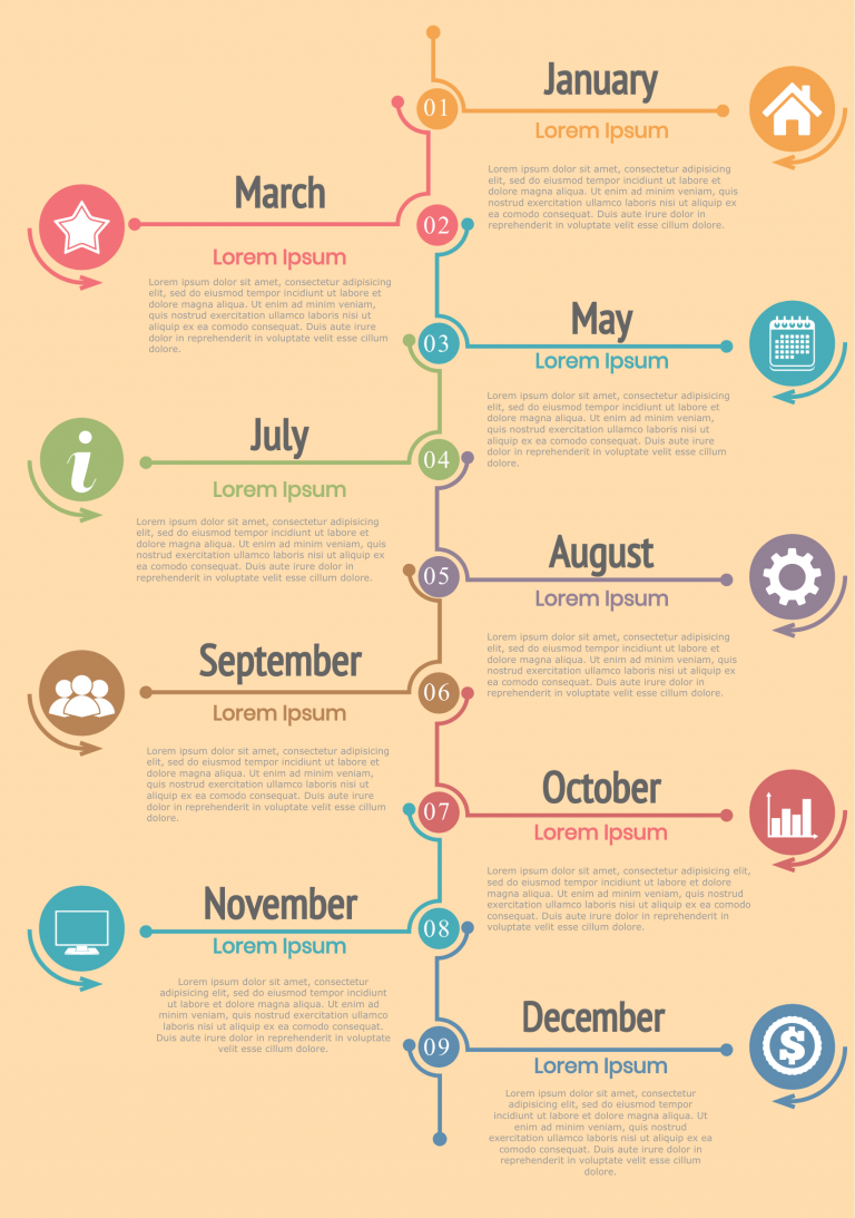 Monthly timeline infographic template