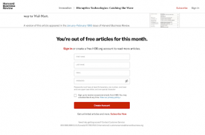 Harvard Business Review example of gated content