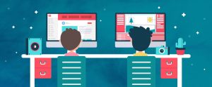 two people making an infographic for their webinar
