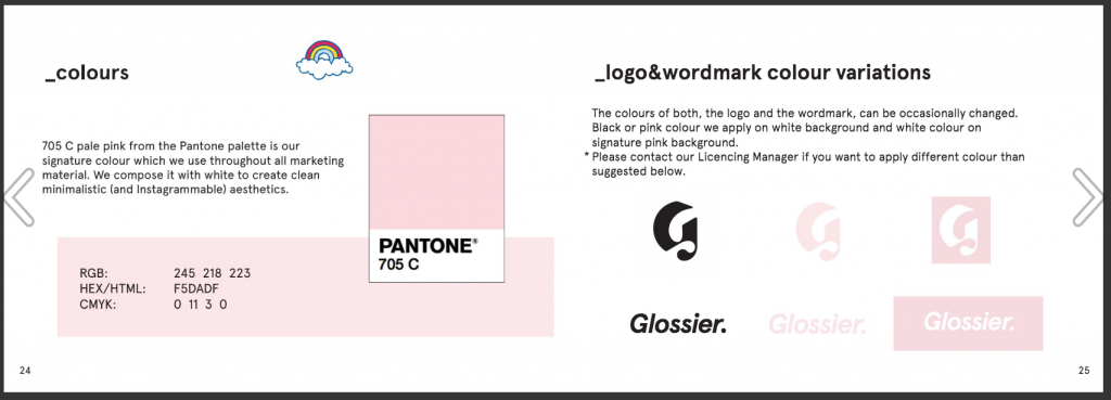 Logo and color variations by Glossier