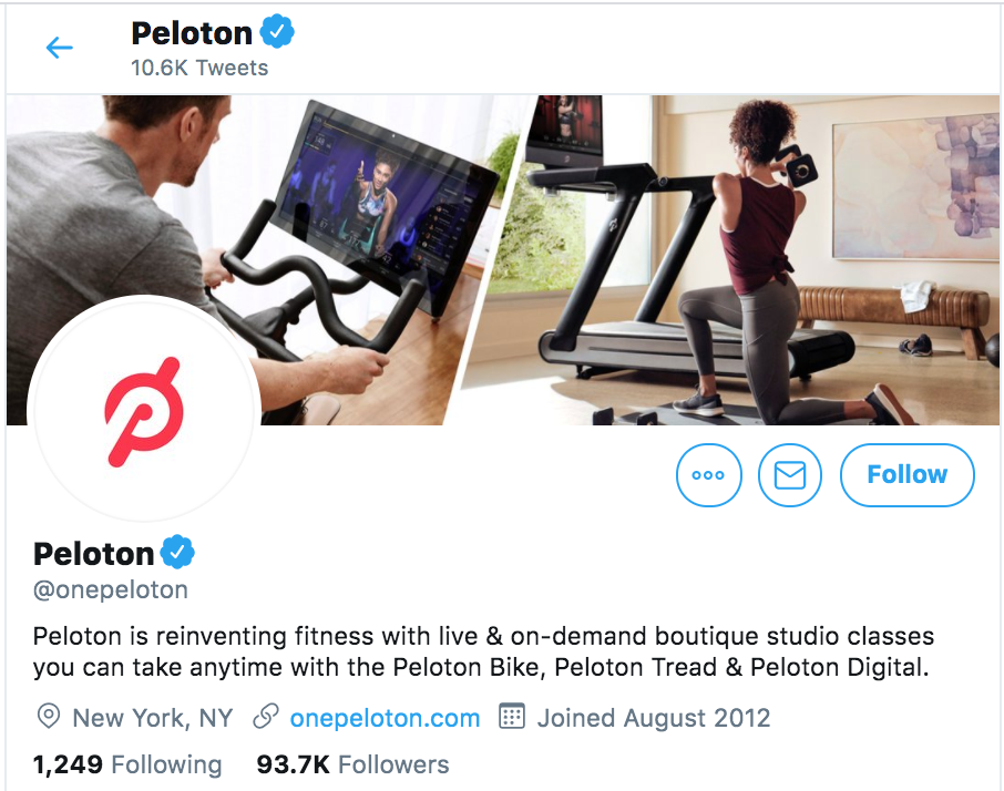 Peloton twitter visual branding