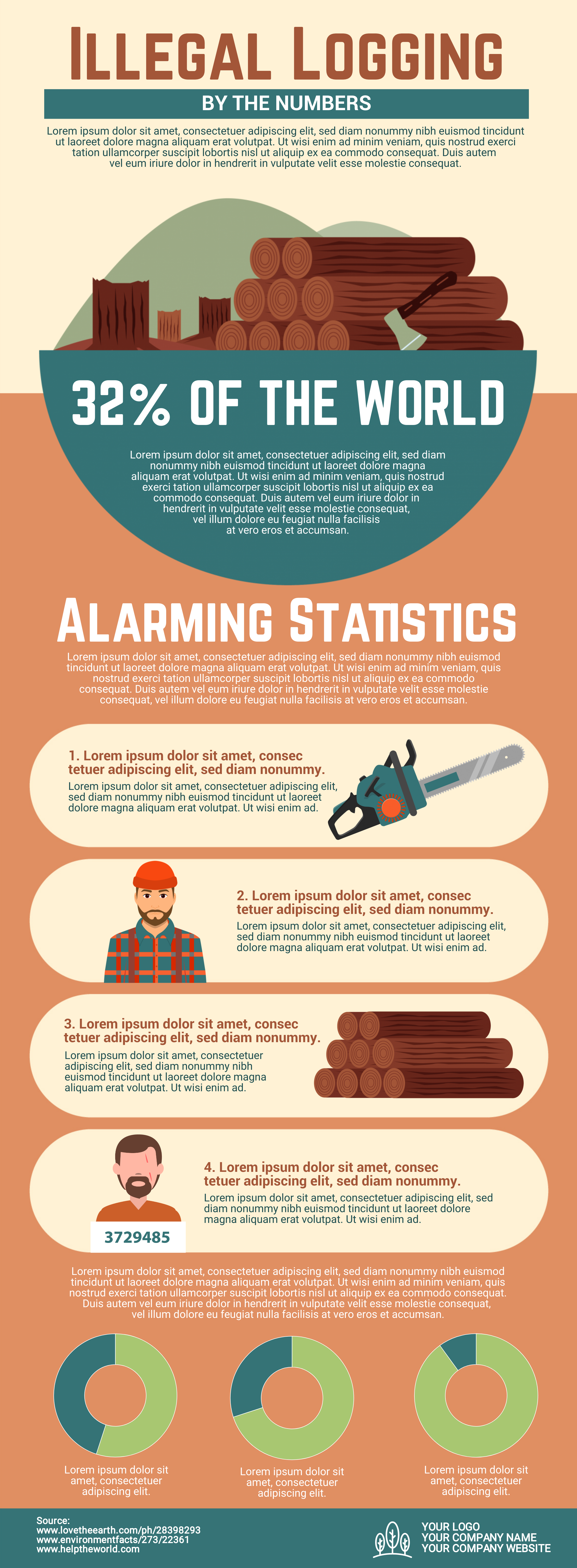 Illegal logging infographic template