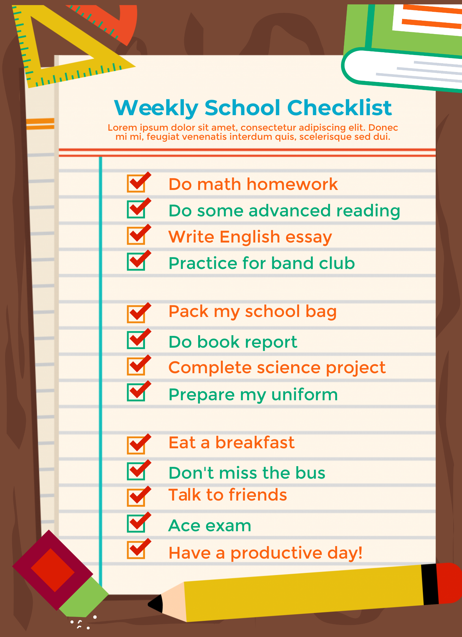 School checklist infographic template