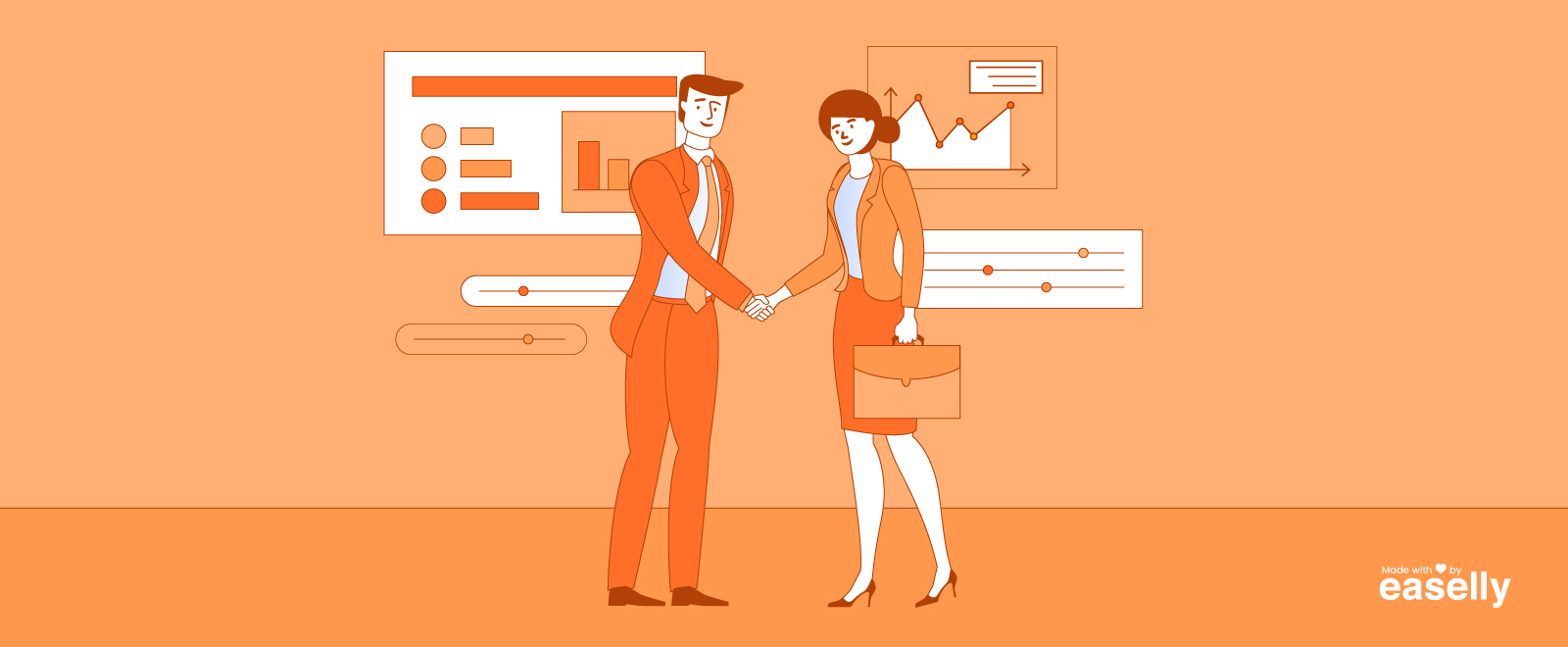 illustration of two b2b marketers