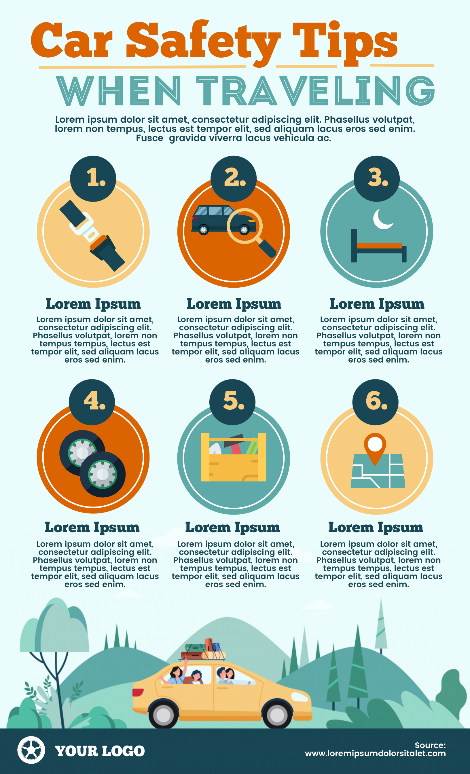 Car safety tips infographic template