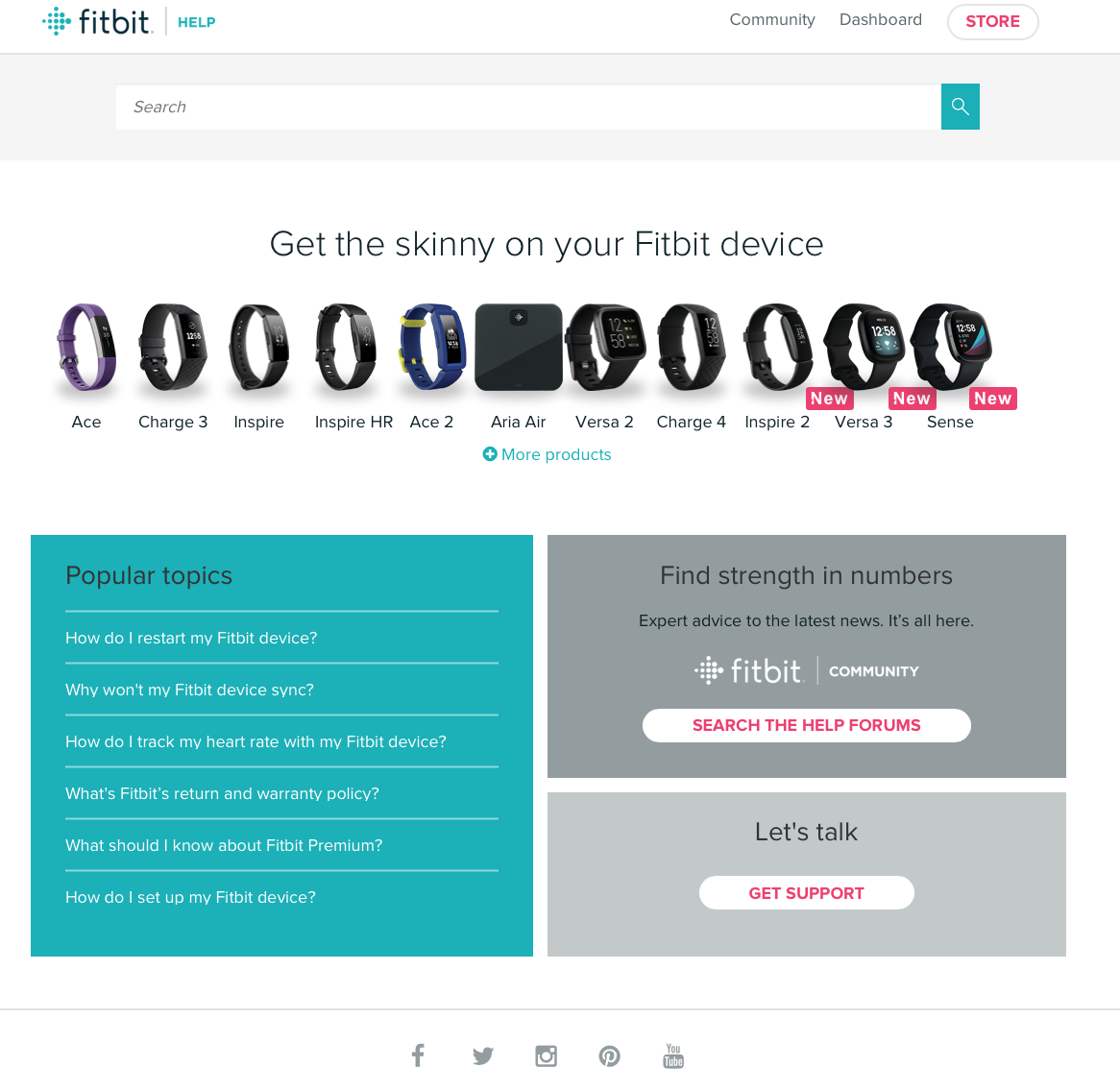Fitbit knowledge base screenshot