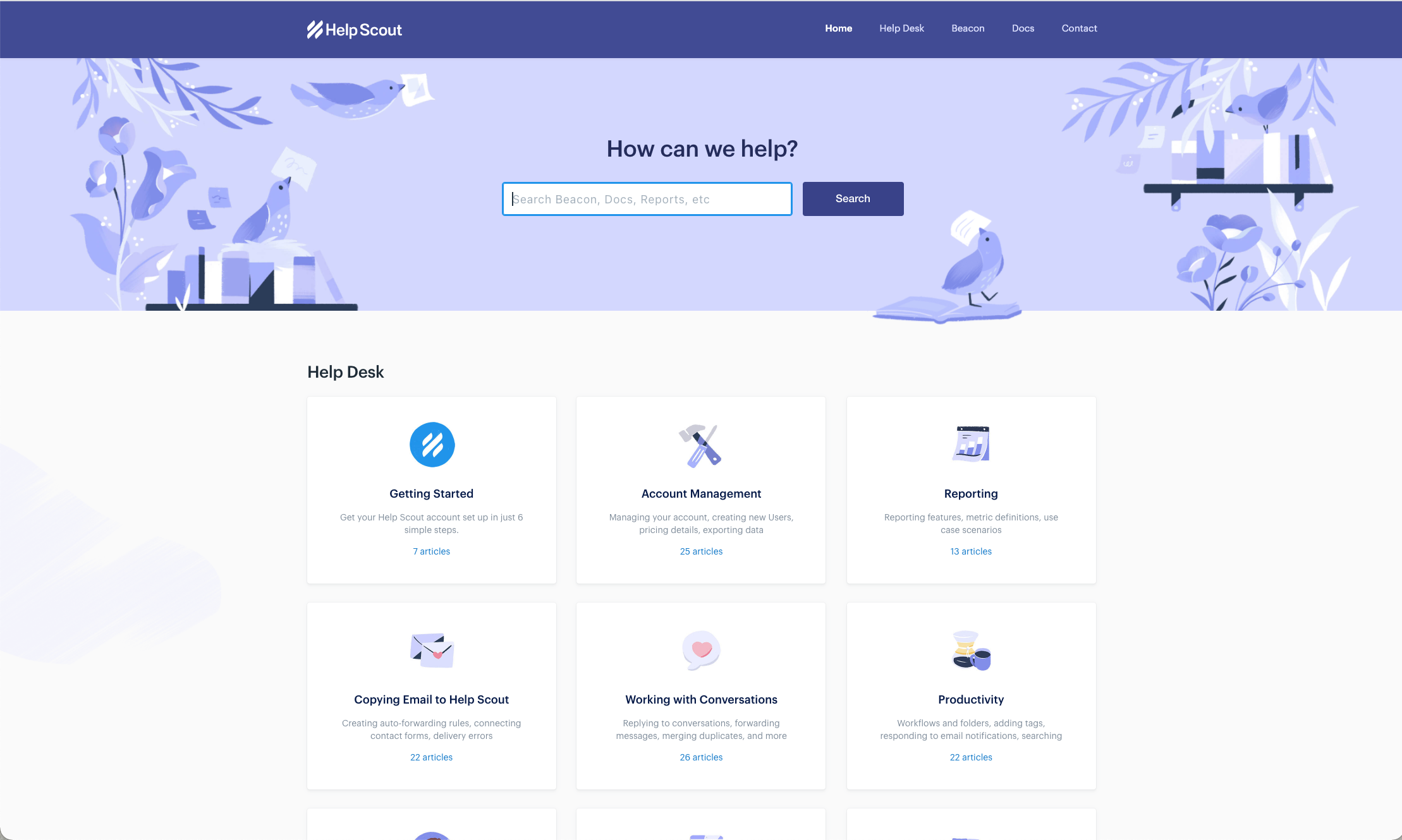 Helpscout knowledge base screenshot.