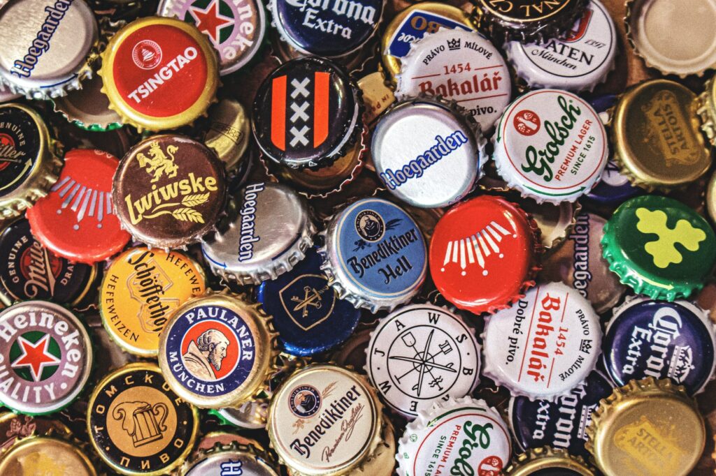 Beer tops are a great example of logos building brand loyalty